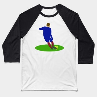 Football player with the ball. Sport. Football game, soccer. Interesting design, modern, interesting drawing. Hobby and interest. Concept and idea. Baseball T-Shirt